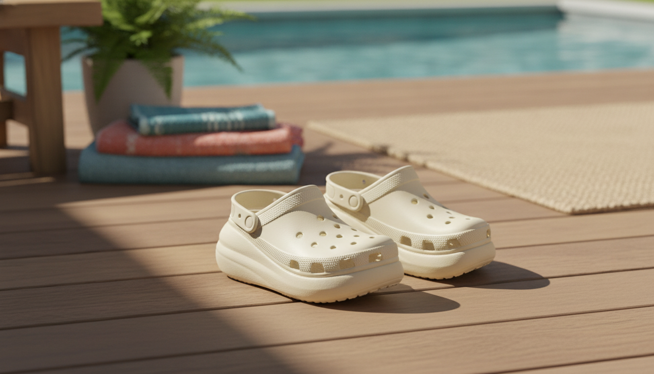 Crocs Women’s Beige Slip-On Sandals for Summer Comfort