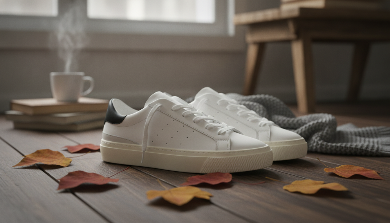 D.a.t.e White Leather Sneakers for Fall & Winter Wear